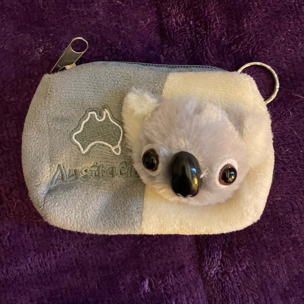 Koala Plush Kids Coin Purse - Gray and Cream